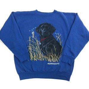 Vintage 90s Black Labrador Dog Sweatshirt Sz L Pullover Tultex Animal Nature